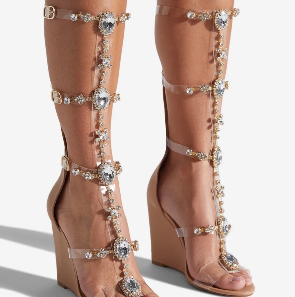 YULANDA JEWELED GLADIATOR WEDGE